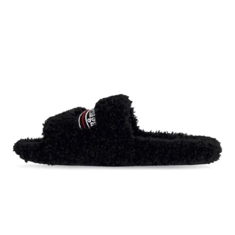 Balenciaga Furry Slide Black