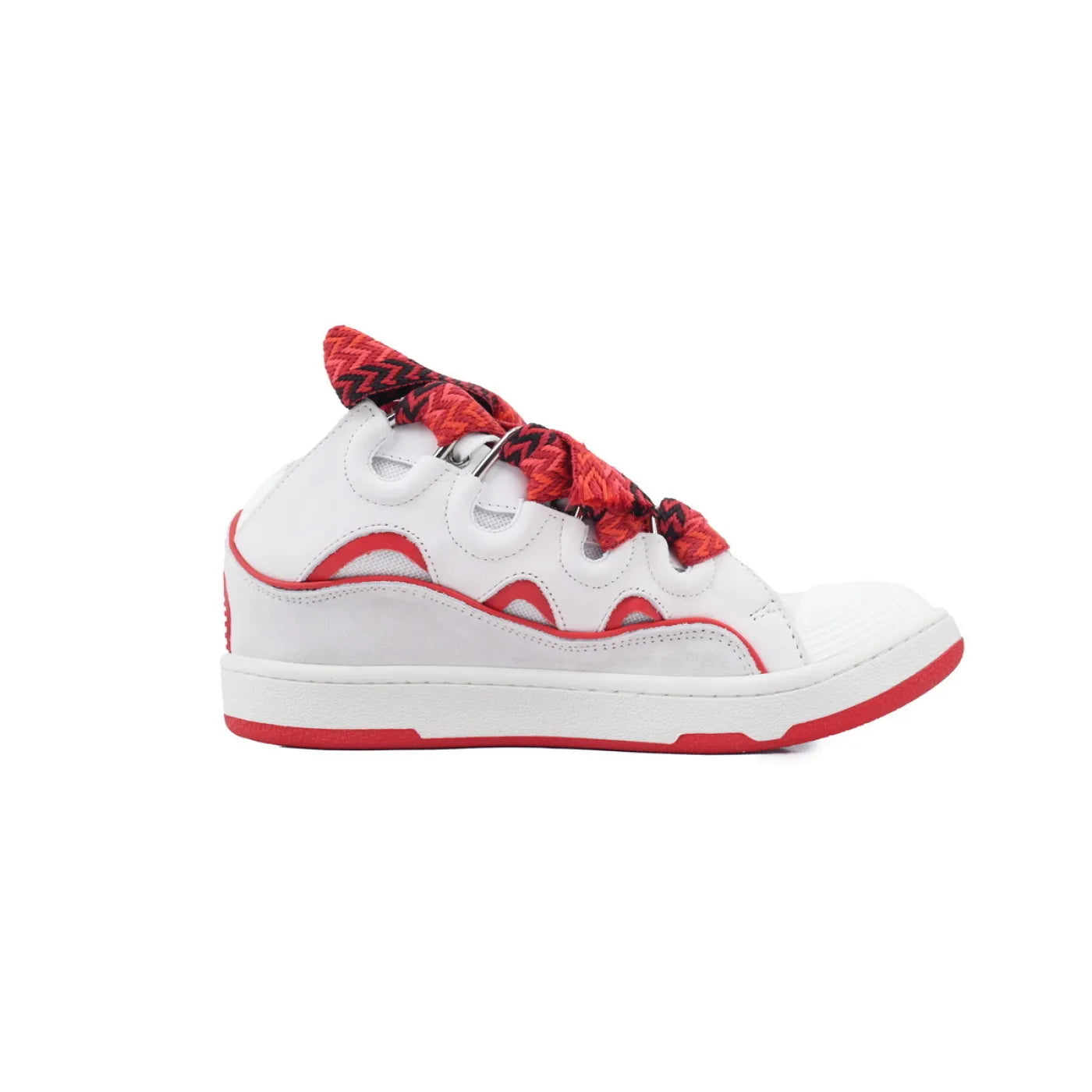 LANVIN LEATHER CURB WHITE AND RED