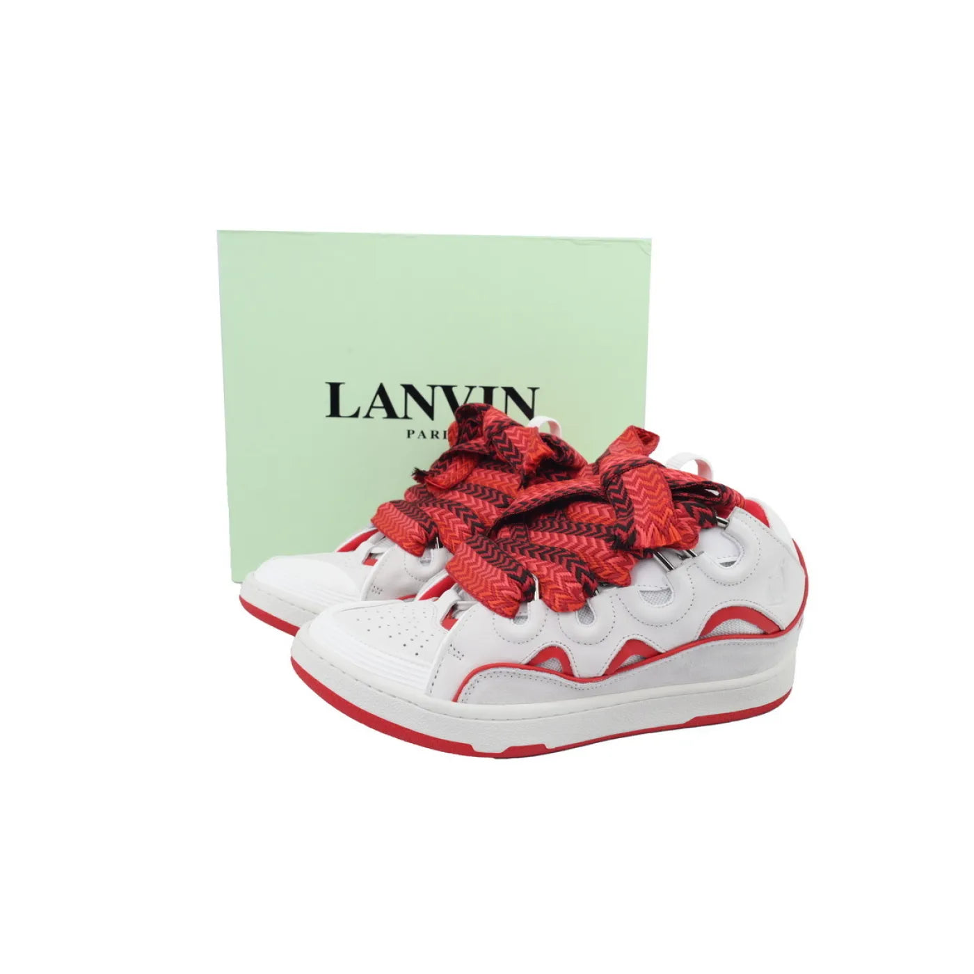 LANVIN LEATHER CURB WHITE AND RED