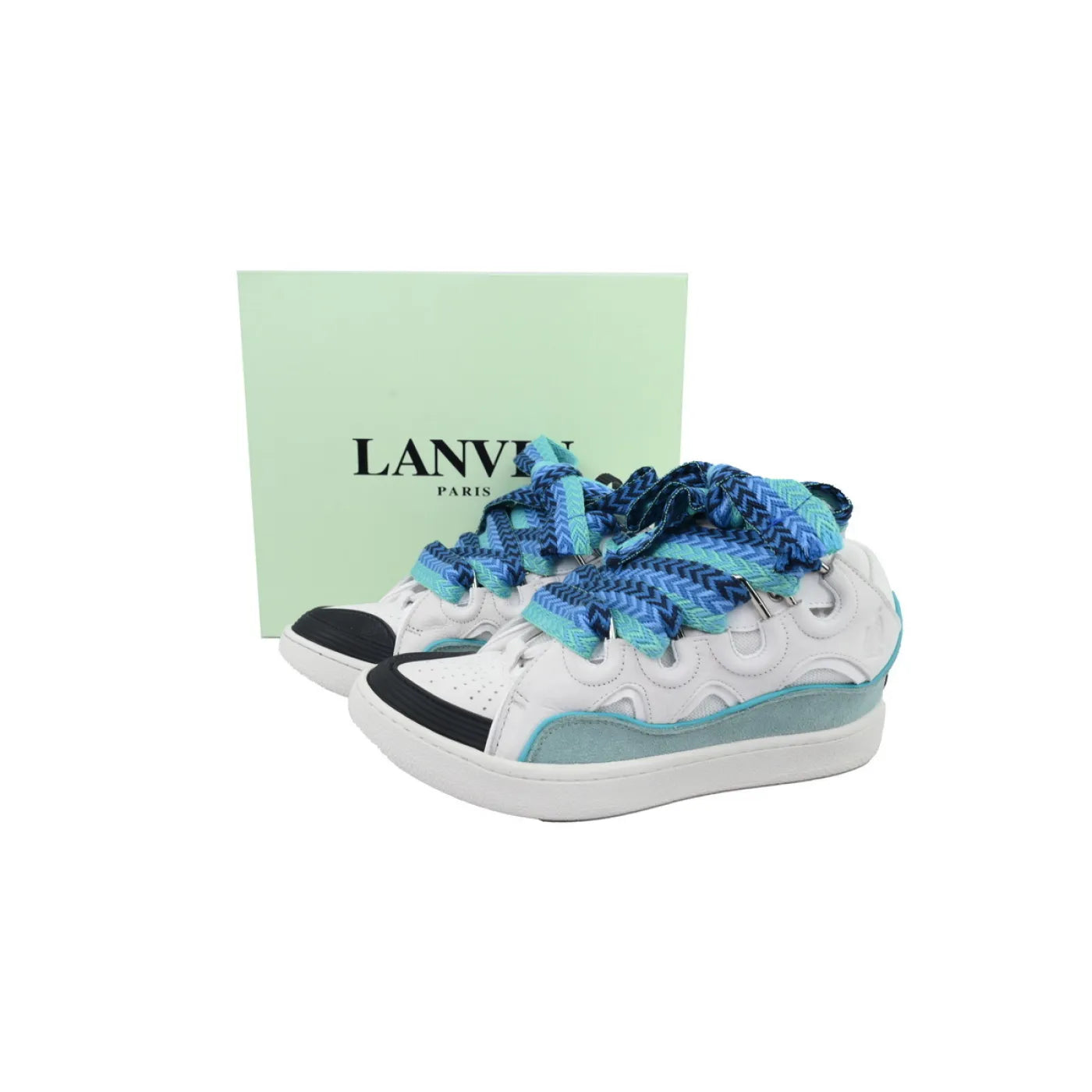 Lanvin Leather Curb White Blue