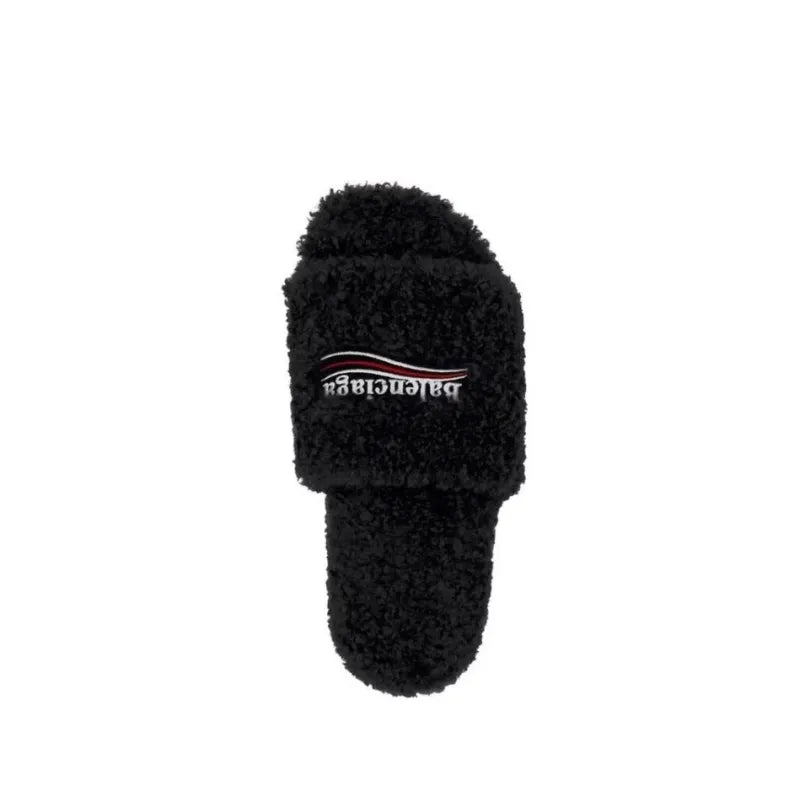 Balenciaga Furry Slide Black