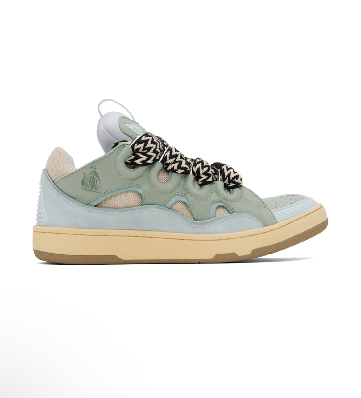 Blue & Green Leather Curb Sneakers