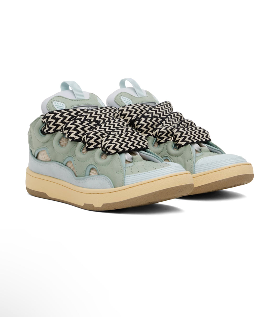 Blue & Green Leather Curb Sneakers