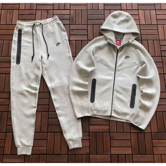 Nike Sportswear Tech Fleece Full-Zip Hoodie & Joggers Set White Grey