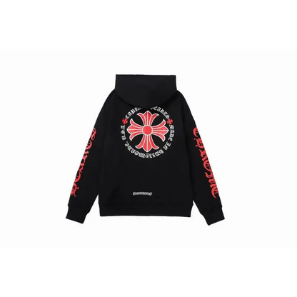 Chrome Hearts Made In Hollywood Plus Cross Zip Up Hoodie Black/Red