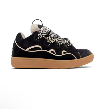 Exclusive Black Curb Leather Sneakers