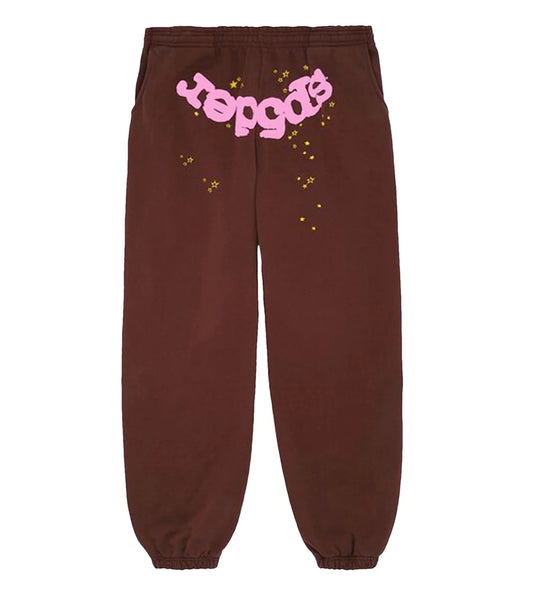 SP5DER WEB LOGO SWEATPANTS BROWN