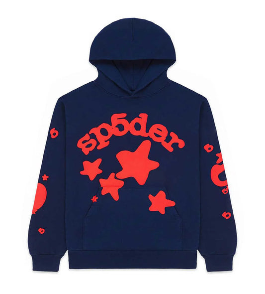 SP5DER BELUGA HOODIE NAVY/RED