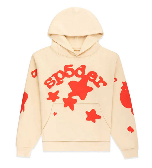 SP5DER BELUGA HOODIE CREAM/RED