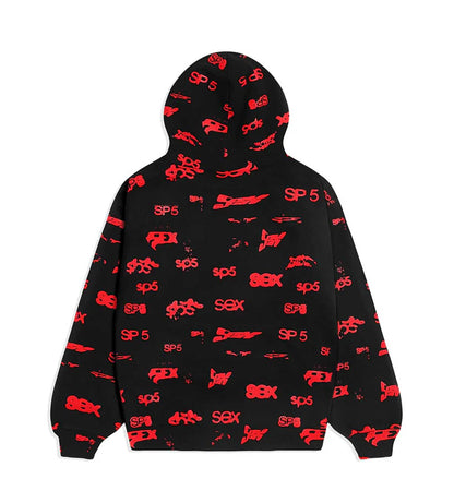 SP5DER SEX AOP HOODIE BLACK